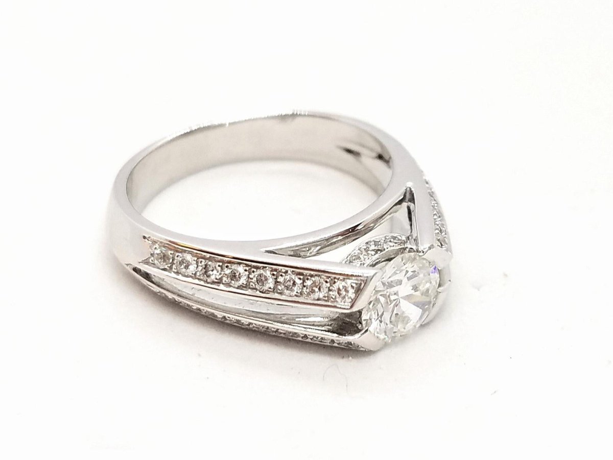 Bague Solitaire Or blanc Diamant - Castafiore