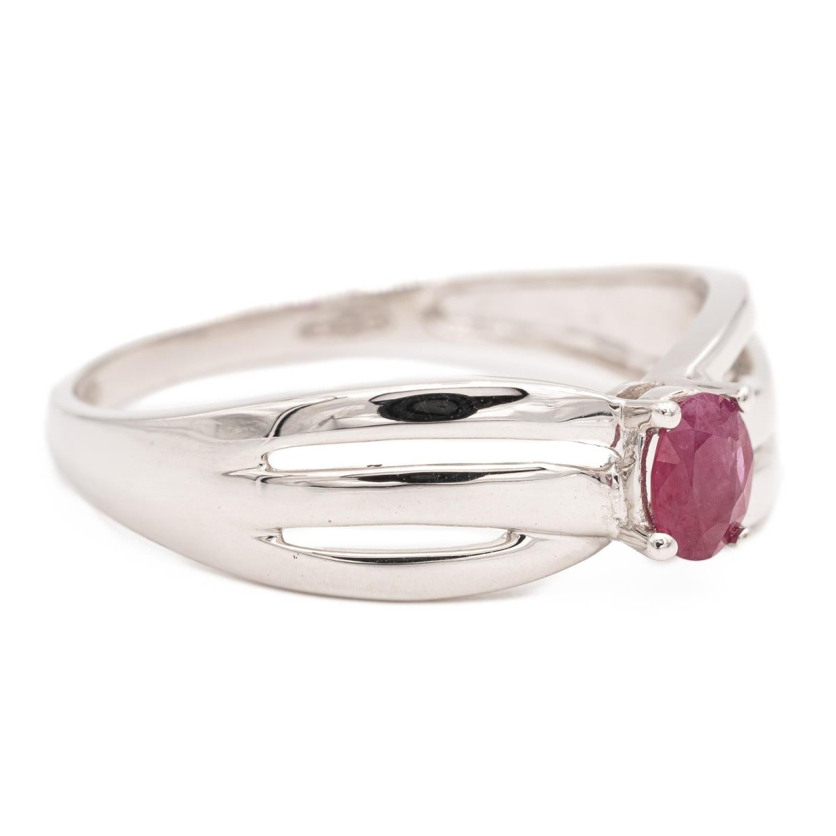 Bague Solitaire Or blanc Rubis - Castafiore