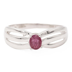Bague Solitaire Or blanc Rubis - Castafiore
