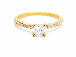 Bague Solitaire Or jaune Diamant - Castafiore