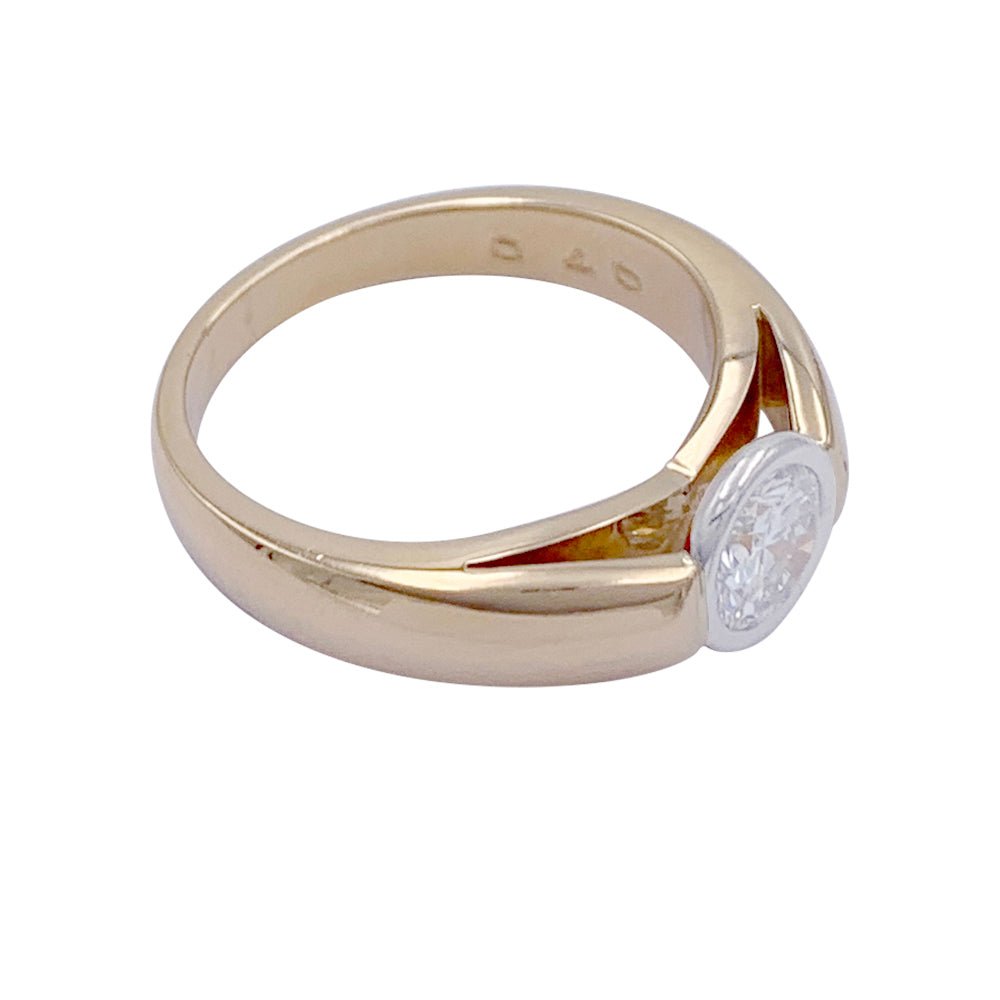 Bague solitaire or jaune, platine - Castafiore