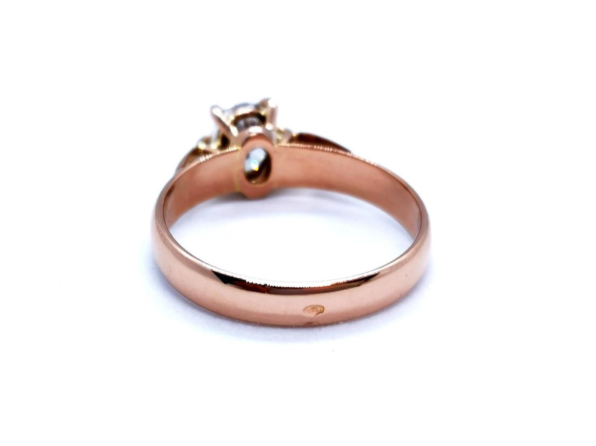 Bague Solitaire Or rose Diamant - Castafiore