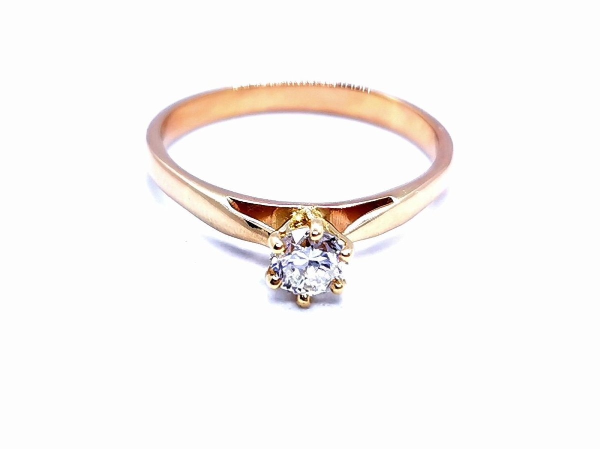 Bague Solitaire Or rose Diamant - Castafiore