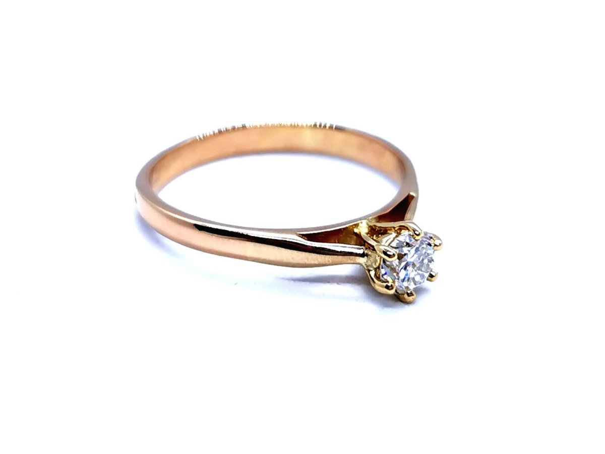 Bague Solitaire Or rose Diamant - Castafiore