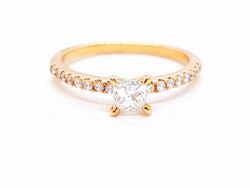 Bague Solitaire Or rose Diamant - Castafiore