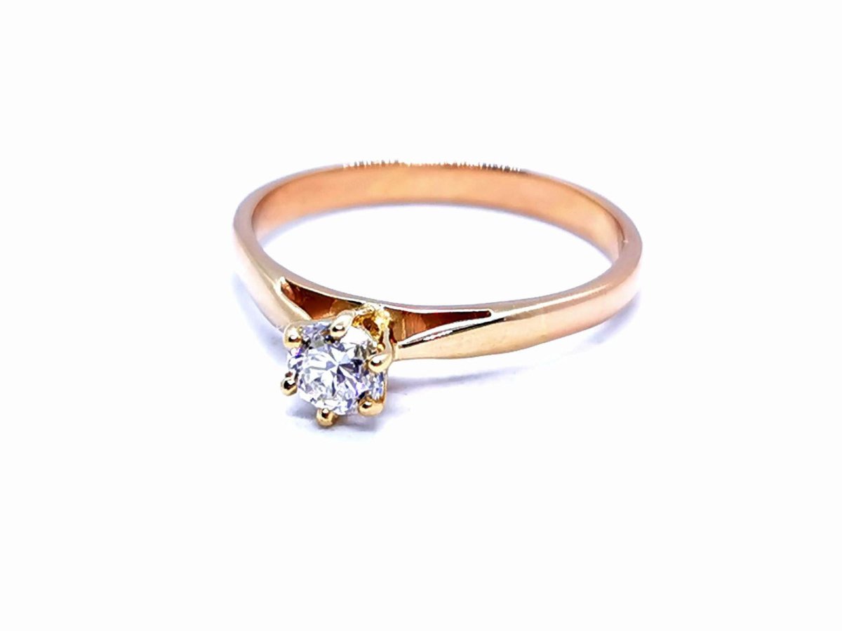 Bague Solitaire Or rose Diamant - Castafiore