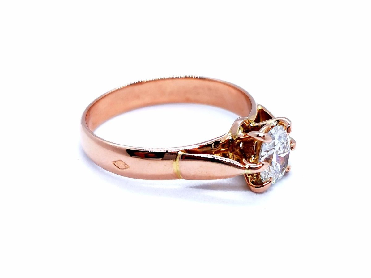 Bague Solitaire Or rose Diamant - Castafiore