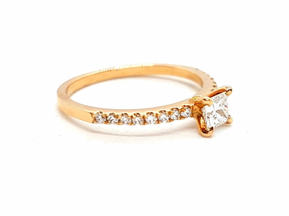 Bague Solitaire Or rose Diamant - Castafiore