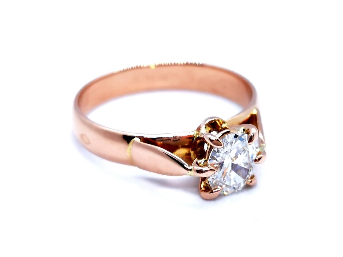 Bague Solitaire Or rose Diamant - Castafiore