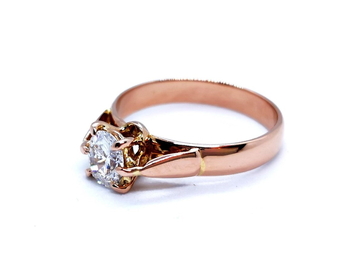 Bague Solitaire Or rose Diamant - Castafiore