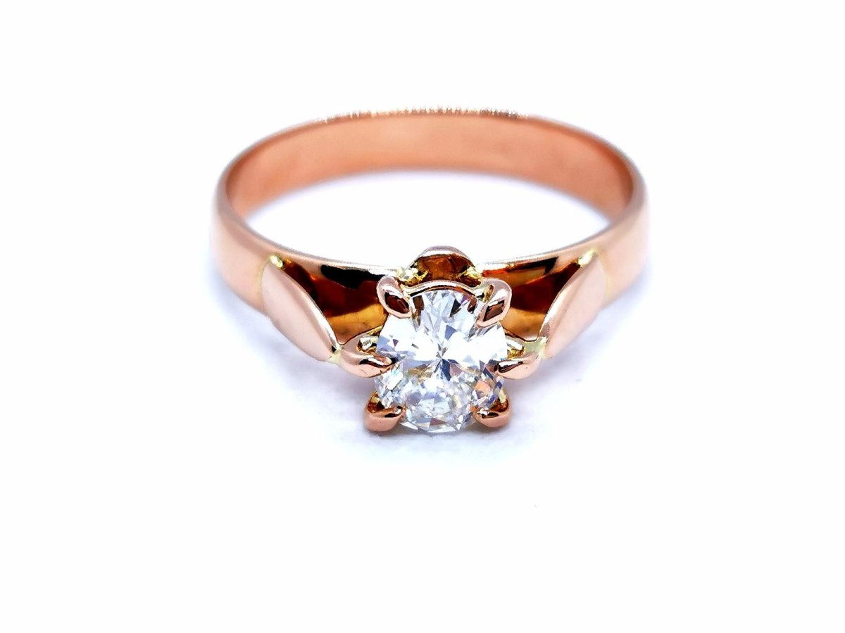 Bague Solitaire Or rose Diamant - Castafiore