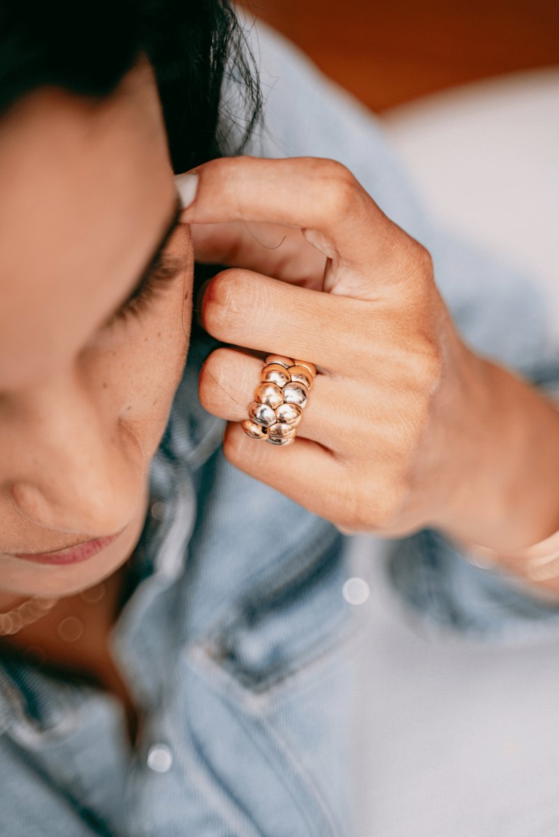 Bague Souple en or jaune, rose et blanc - Castafiore