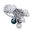 Bague Sterlé, "Draperie", or blanc, platine, diamants et perles - Castafiore