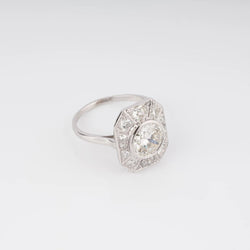 Bague style Art Déco en platine et diamant - Castafiore