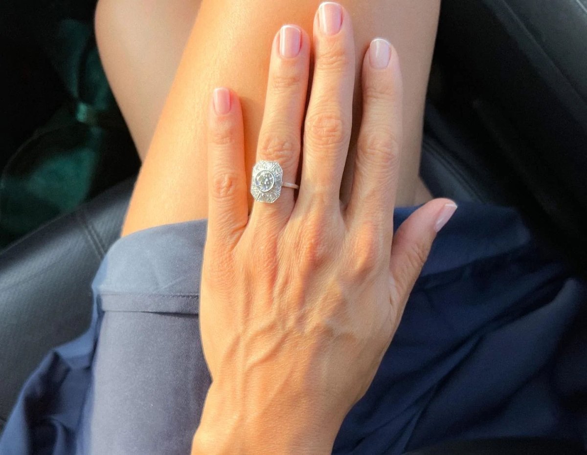 Bague style Art Déco en platine et diamant - Castafiore