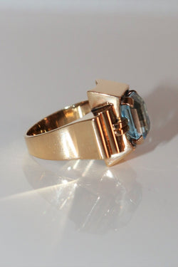 Bague Tank Aigue-marine or jaune - Castafiore