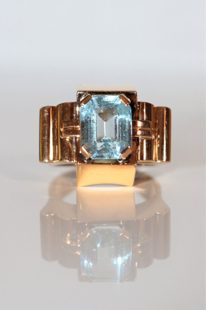 Bague Tank Aigue-marine or jaune - Castafiore