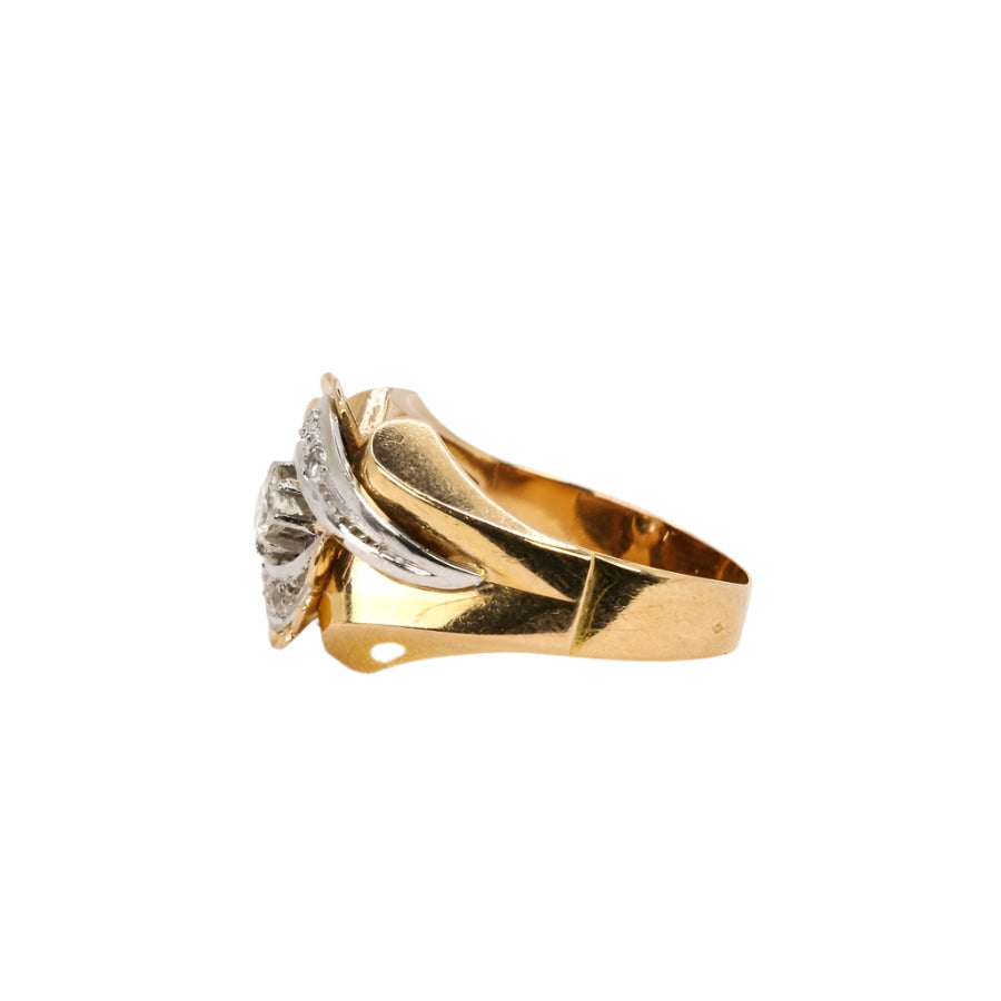Bague Tank Art Déco en or et diamants - Castafiore