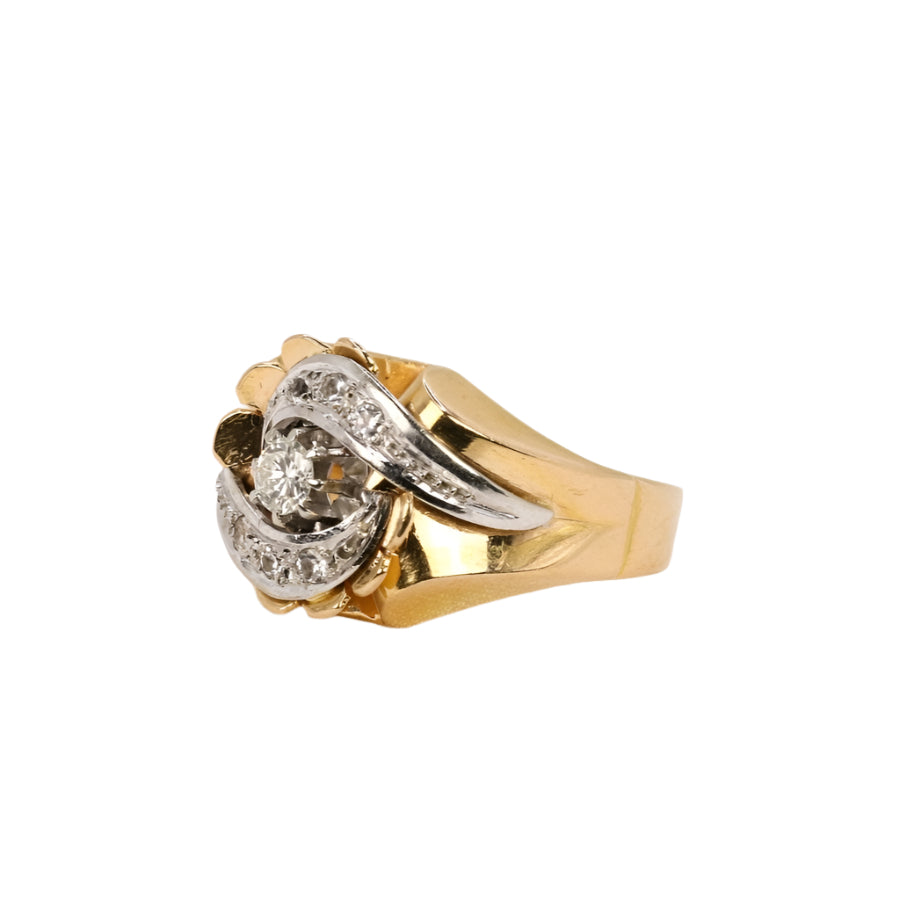 Bague Tank Art Déco en or et diamants - Castafiore