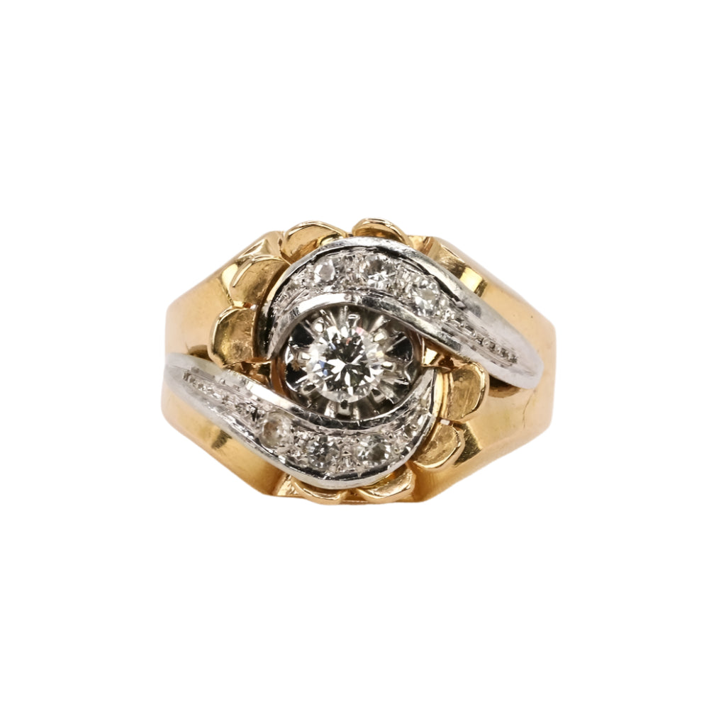 Bague Tank Art Déco en or et diamants - Castafiore