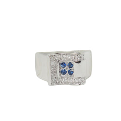 Bague Tank en or blanc, saphirs et diamants - Castafiore