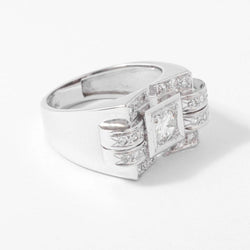 Bague tank en or gris et diamant - Castafiore