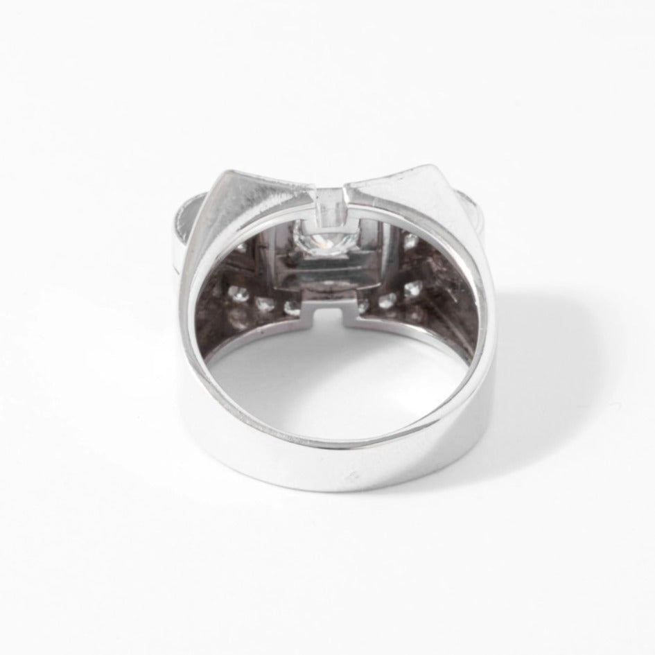 Bague tank en or gris et diamant - Castafiore