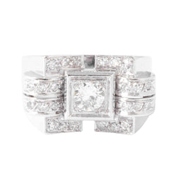 Bague tank en or gris et diamant - Castafiore