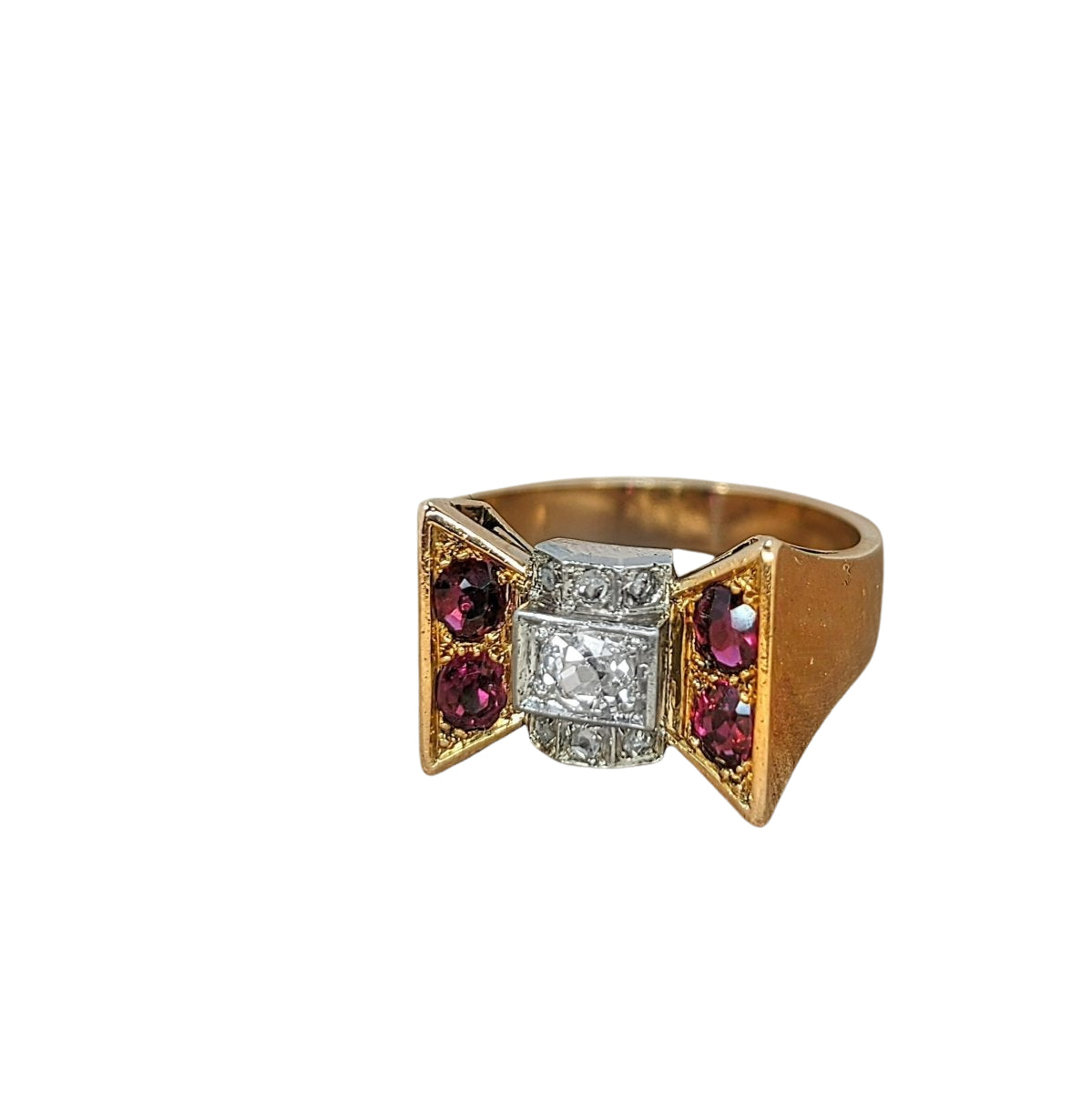 Bague Tank en or jaune diamants et tourmalines - Castafiore