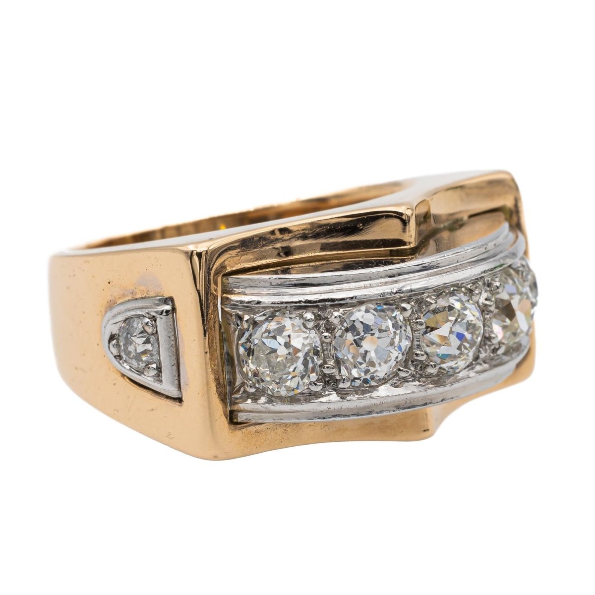 Bague Tank en or jaune et diamants - Castafiore