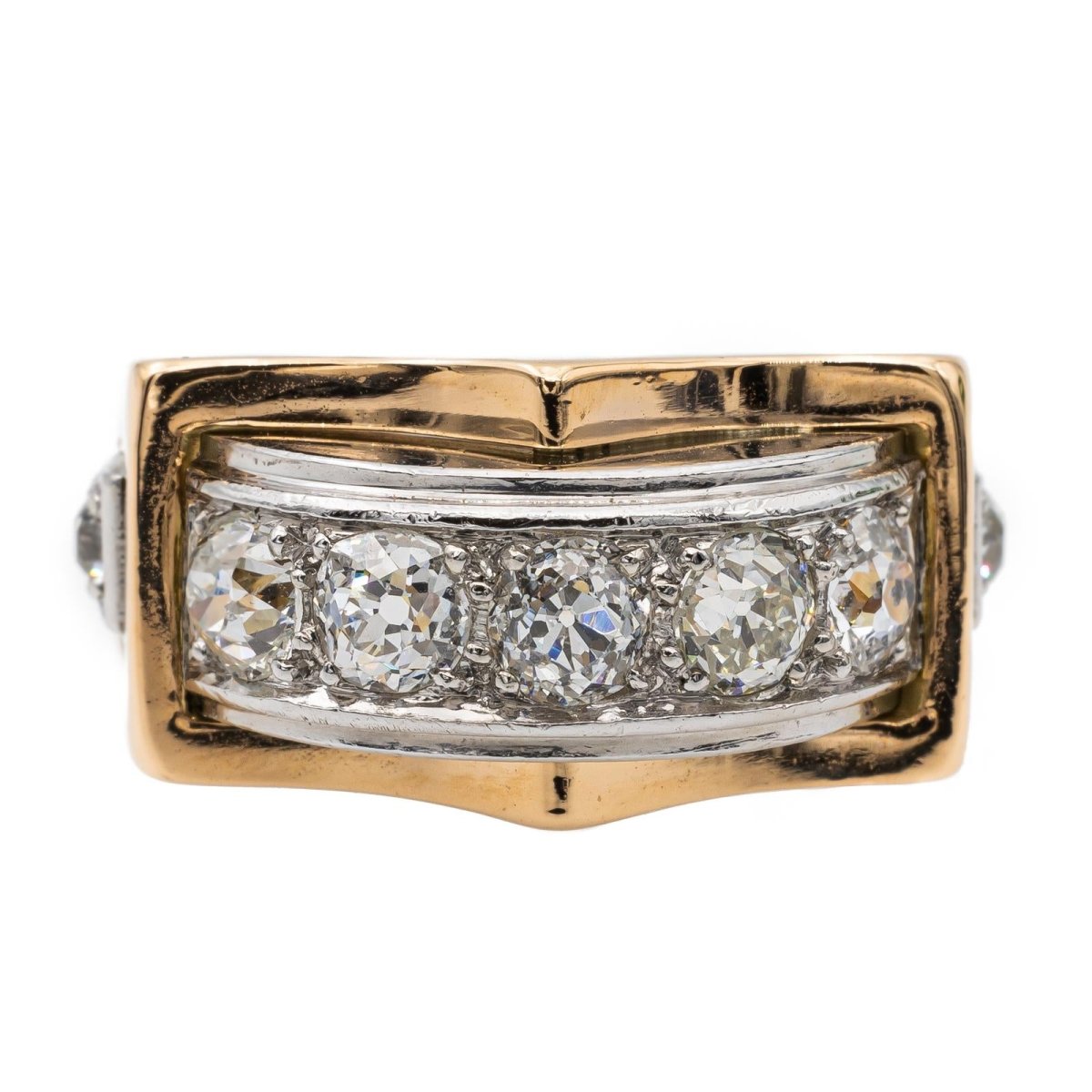 Bague Tank en or jaune et diamants - Castafiore