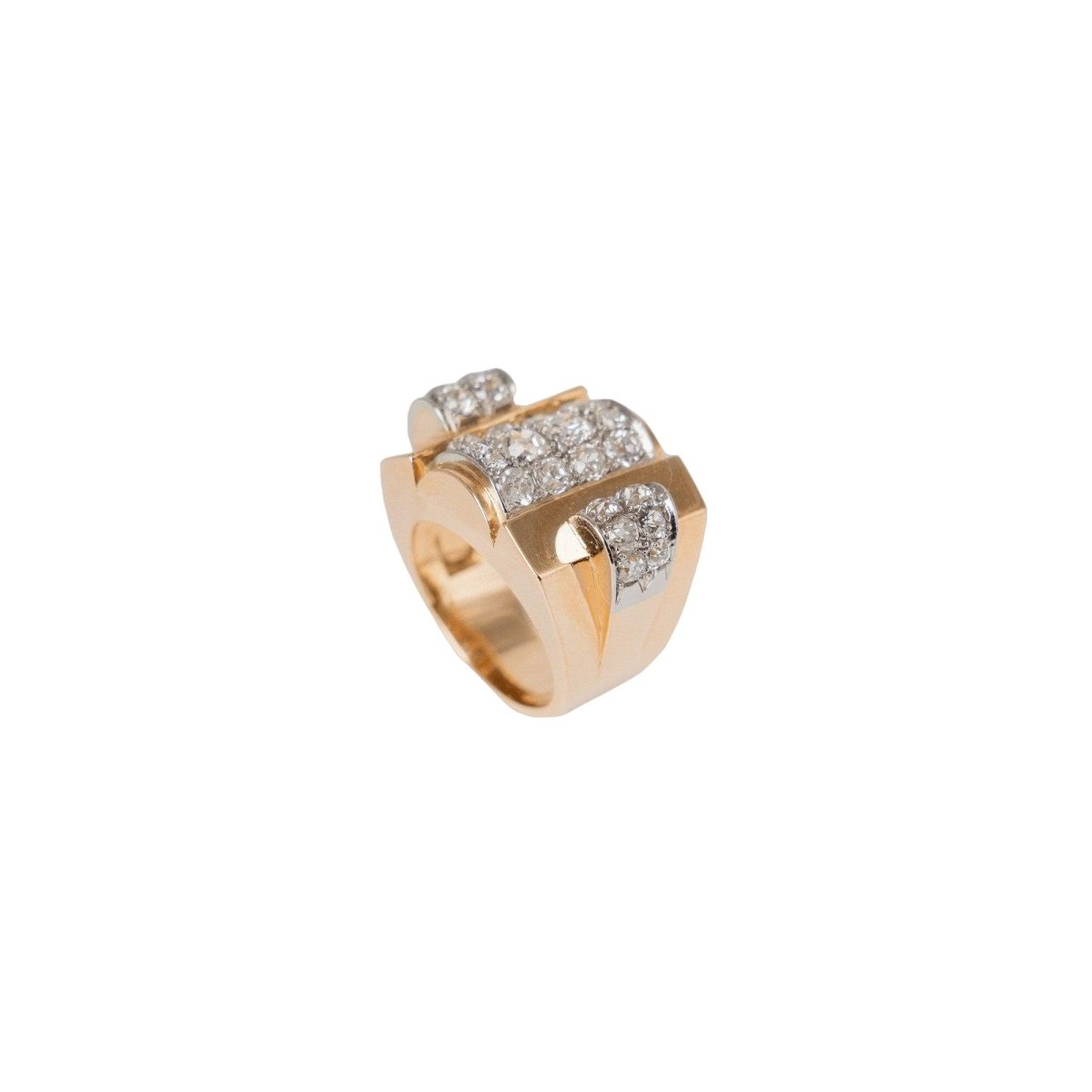 Bague "Tank" en or jaune et diamants - Castafiore