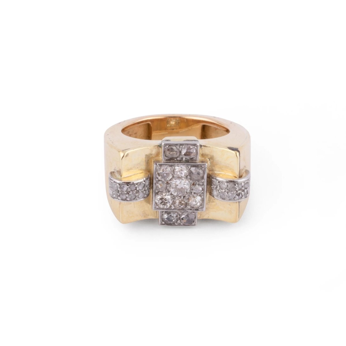 Bague Tank en or jaune et platine - Castafiore