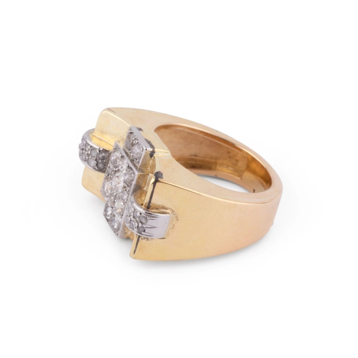 Bague Tank en or jaune et platine - Castafiore