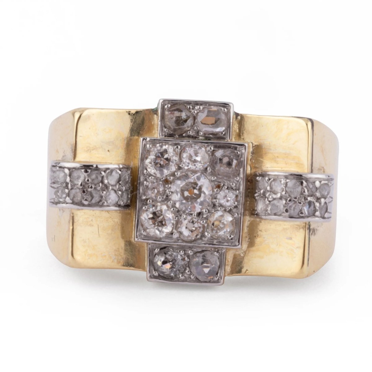 Bague Tank en or jaune et platine - Castafiore