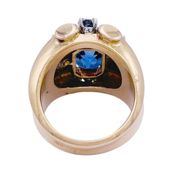 Bague Tank en or jaune et platine, saphir et diamants - Castafiore