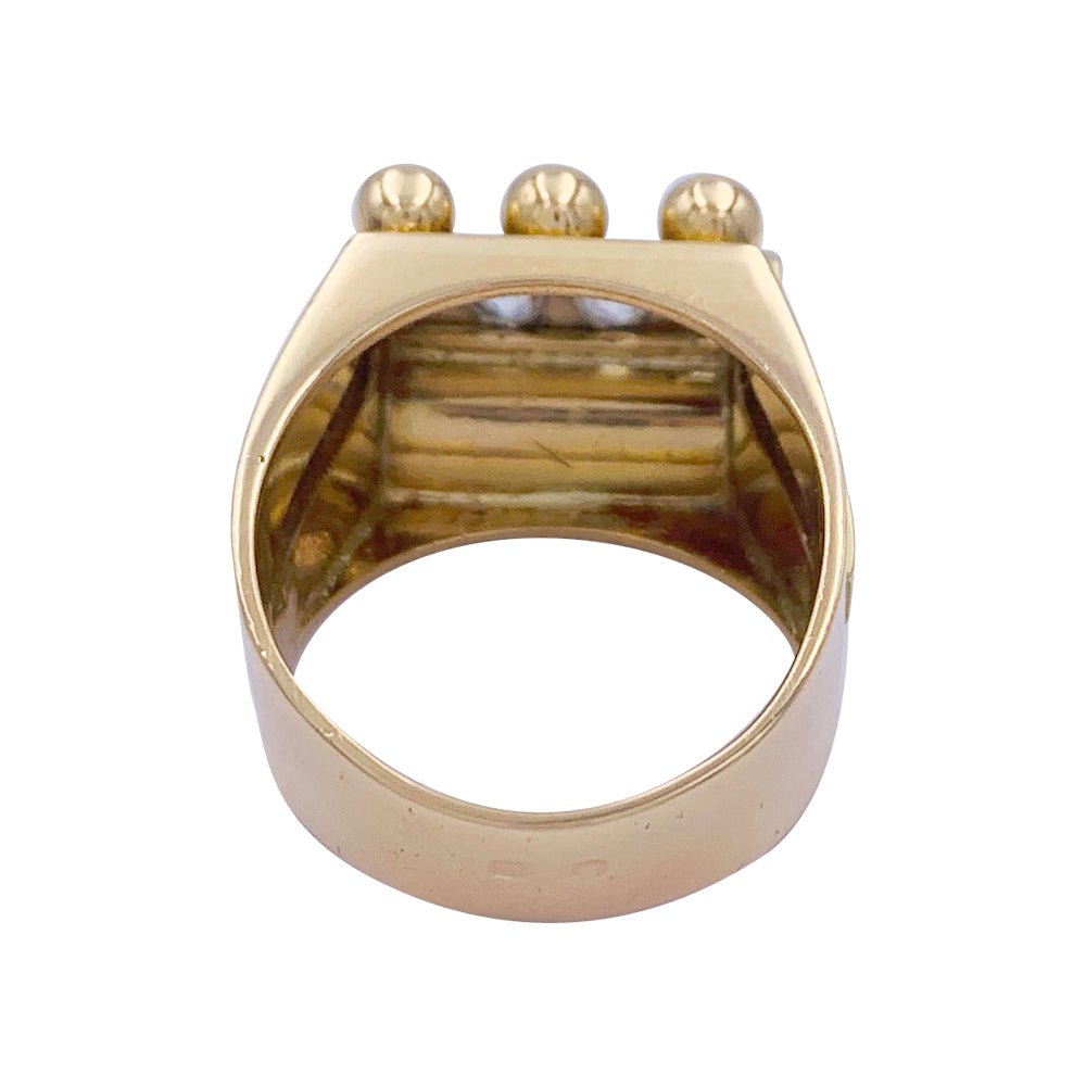 Bague Tank en or jaune, platine, diamants - Castafiore