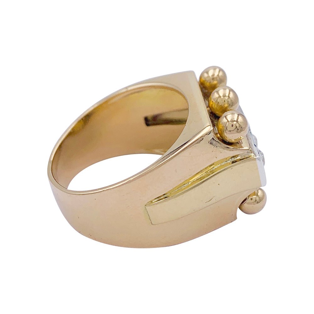 Bague Tank en or jaune, platine, diamants - Castafiore