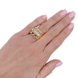 Bague Tank en or jaune, platine, diamants - Castafiore