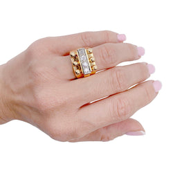 Bague Tank en or jaune, platine, diamants - Castafiore