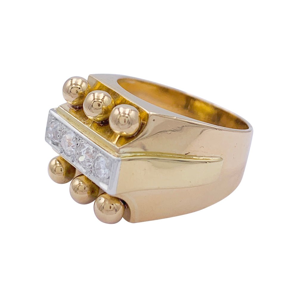 Bague Tank en or jaune, platine, diamants - Castafiore