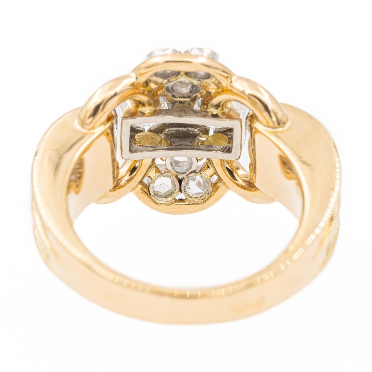 Bague Tank en or jaune, platine et diamants - Castafiore