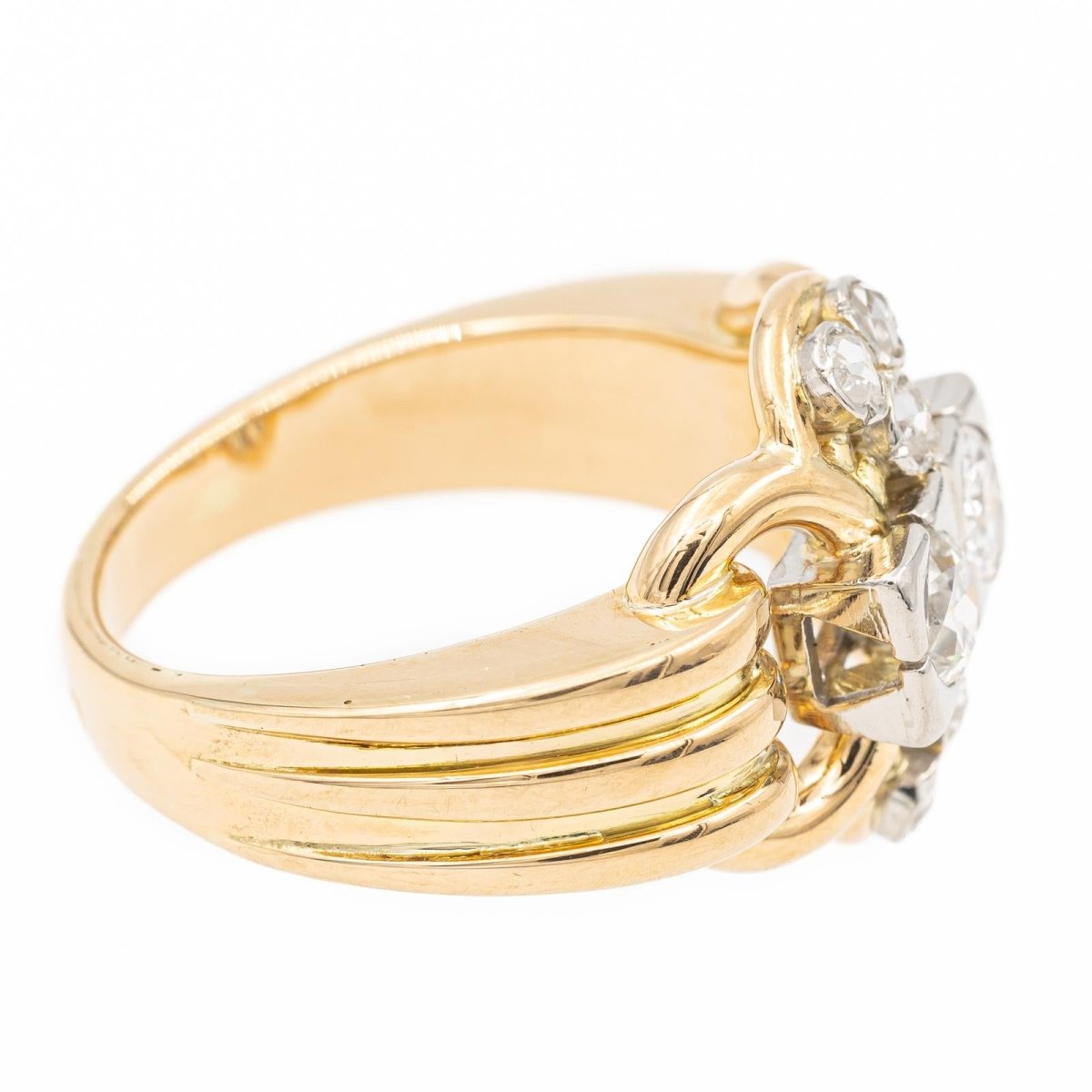 Bague Tank en or jaune, platine et diamants - Castafiore