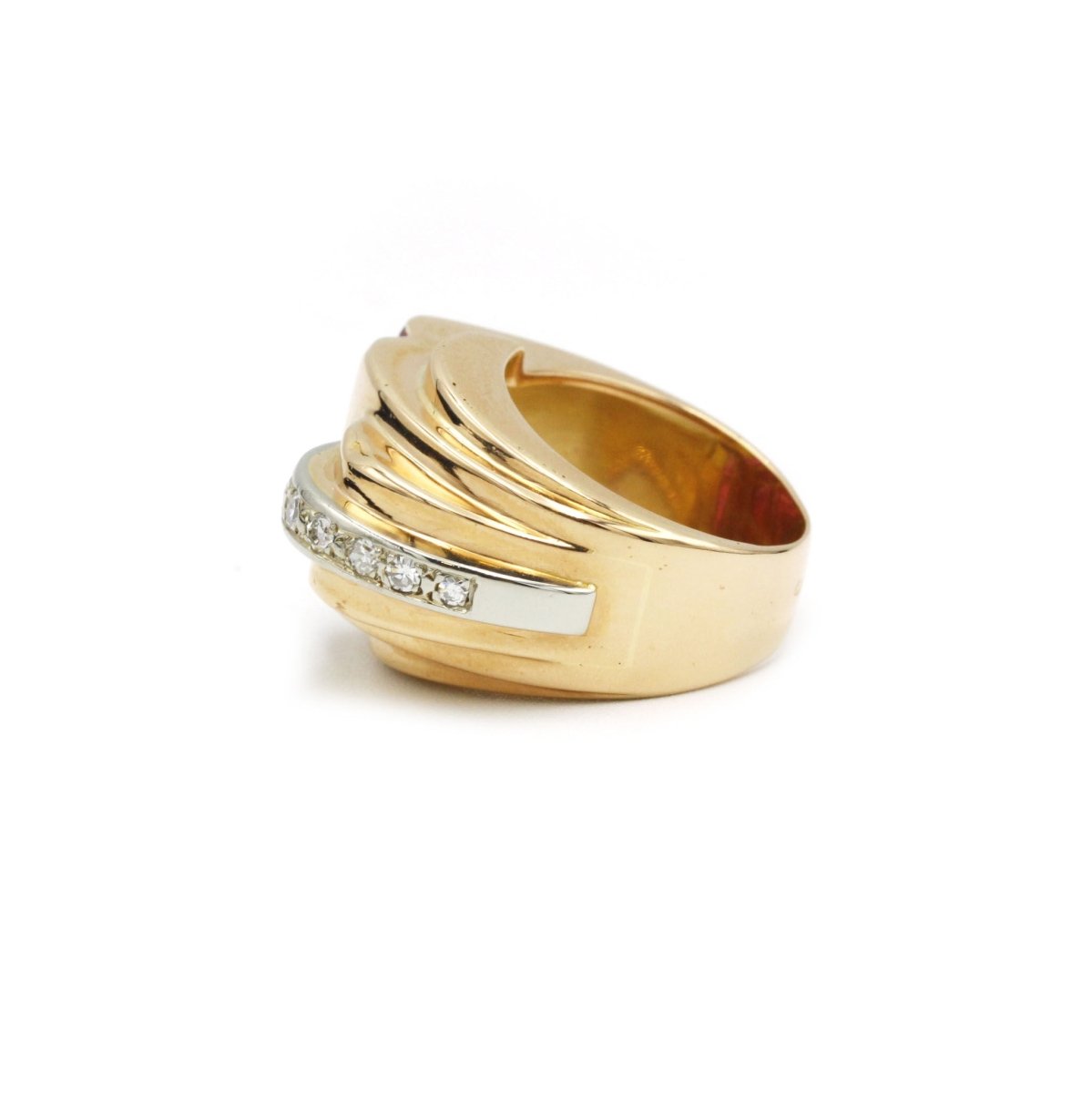 Bague Tank en or jaune, rubis et diamants - Castafiore