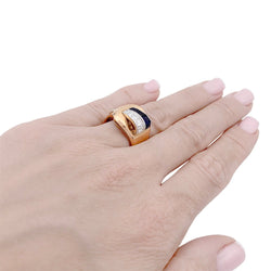 Bague Tank en or jaune, saphirs et diamants - Castafiore