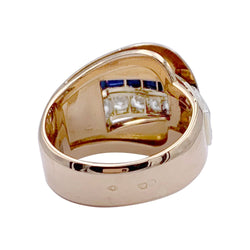 Bague Tank en or jaune, saphirs et diamants - Castafiore