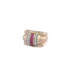 Bague Tank en or rose diamants et pierres roses - Castafiore