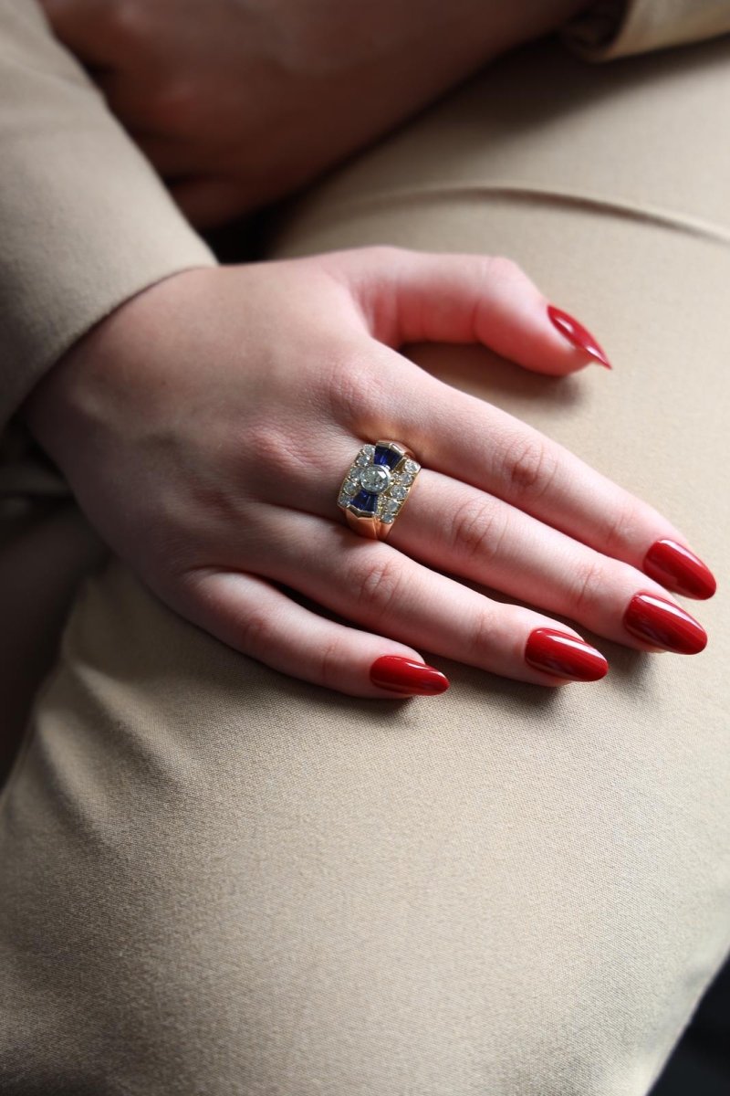 Bague Tank en or rose et diamants - Castafiore