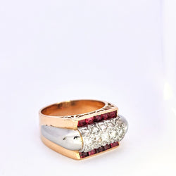 Bague tank en or rose et diamants - Castafiore
