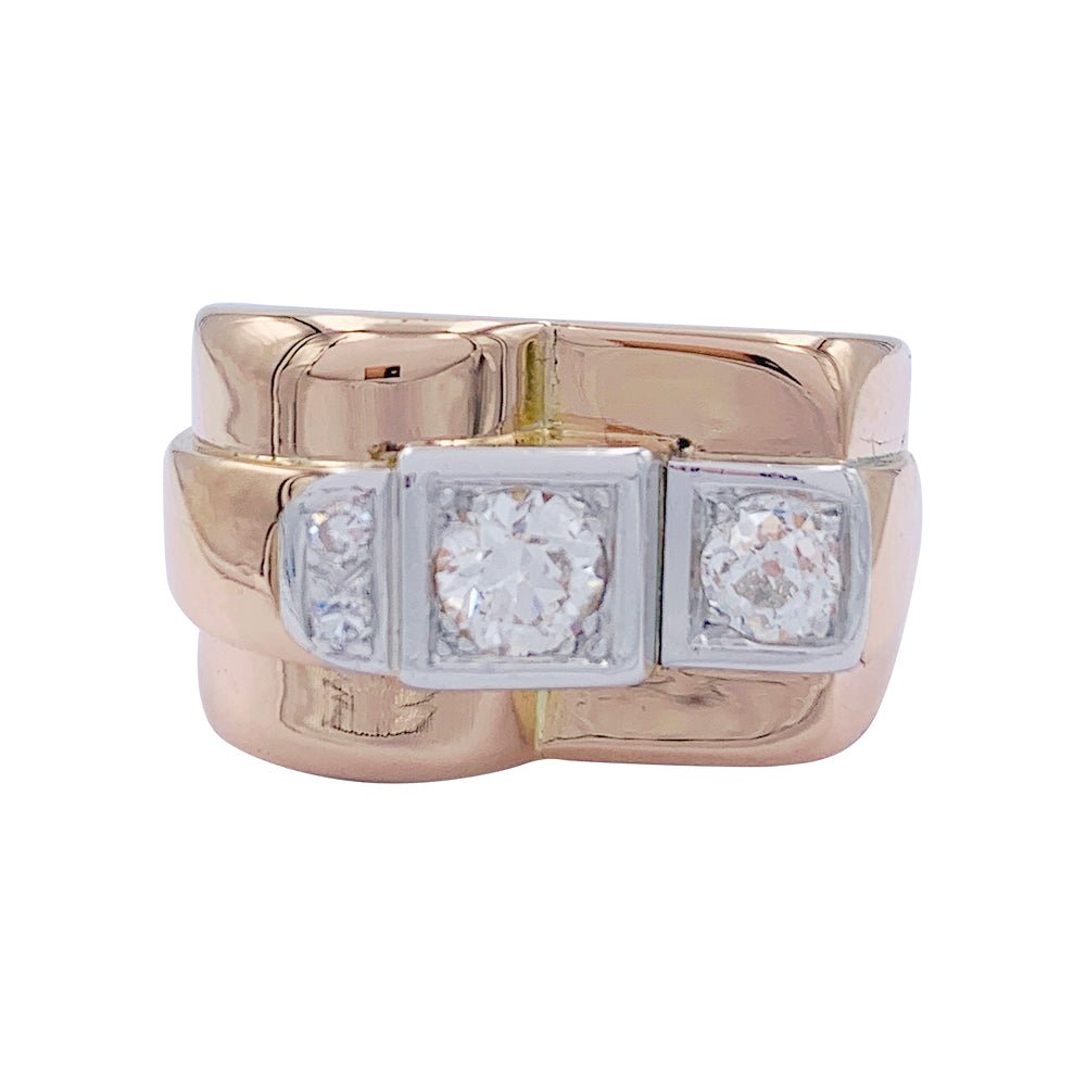 Bague Tank en or rose, platine, diamants - Castafiore
